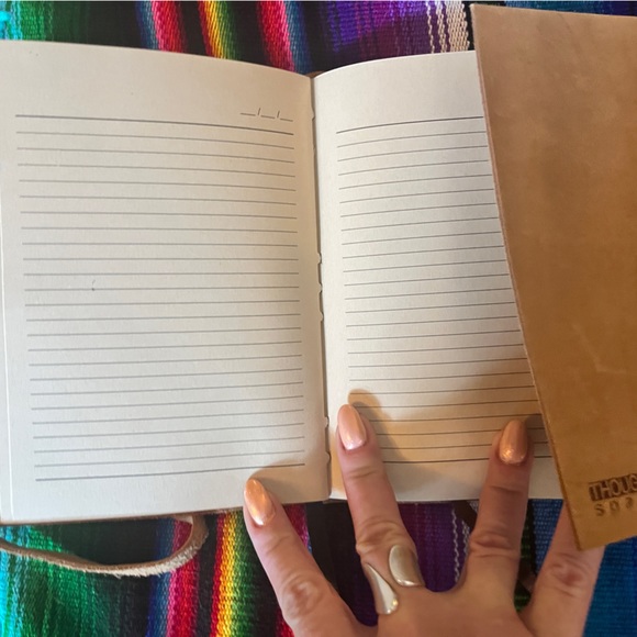 Leather wrap binder lined  journal 5” x 7” with mandala stamp - Picture 5 of 6